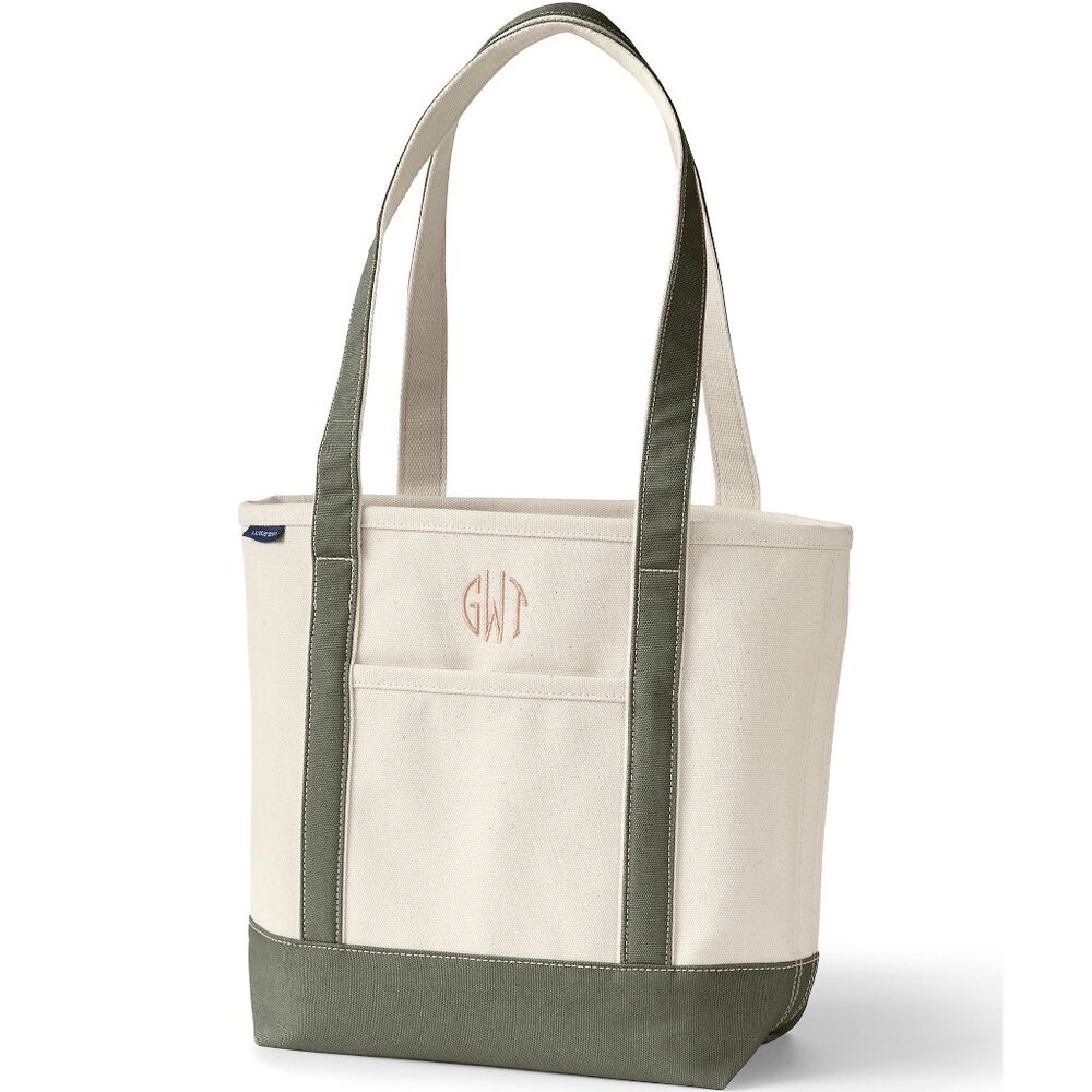 Lands End original canvas tote, olive green, medium, NWT